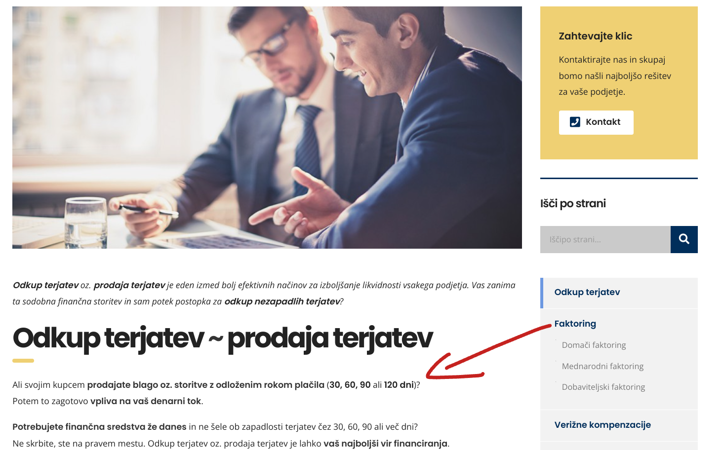 copywriting triki - odkup terjatve